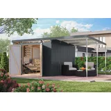 Gerätehaus KARIBU "Argonium 3,5 SET mit Anbaudach", anthrazit, Gerätehäuser, Metall