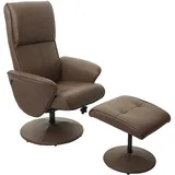 Mendler Relaxsessel Helsinki, Fernsehsessel Relaxliege TV-Sessel mit Hocker ~ Kunstleder, taupe