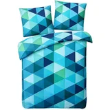 Traumschlaf Nook grafisch Blau 200 x 220 cm + 2 x 80 x 80 cm