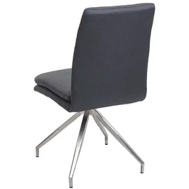 Mendler 2er-Set Esszimmerstuhl HWC-H70, Küchenstuhl Lehnstuhl Stuhl, Stoff/Textil Edelstahl gebürstet ~ dunkelgrau
