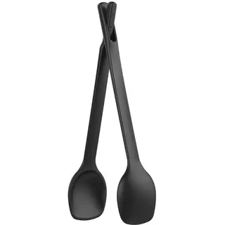 Fiskars praktisches Salatbesteck, als Löffel oder zusammengesteckt als Zange verwendbar, Länge: 29 cm, Kunststoff, Functional Form, Schwarz, 1014434