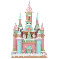 Christmas Gingerbread Castle LED 42cm pastell