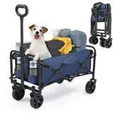 Bonnlo Bollerwagen Faltbar, 100 kg Tragkraft, 600D Oxford-Stoff, Handwagen, Transportwagen Klappbar, Gartenwagen für Camping, Einkäufe, Outdoor & Freizeit, Stahlrahmen, 74,5×45,5×84cm, Blau