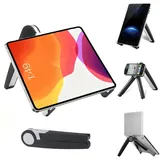 PhieeSeriy Tablet Ständer/Handy Halter, Tragbarer Verstellbar Tablet Halterung Tisch für iPad/Pro/Air/Mini/Samsung, Faltbare Desktop Handy Ständer für iPhone/Huawei/Xiaomi, Schwarz