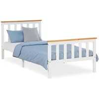 Homestyle4u 1842, Holzbett 90x200 Weiß Jugendbett Gästebett Bett mit Lattenrost, Kiefer Holz Massivholz