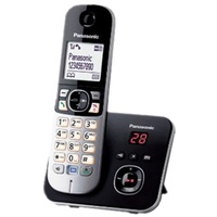 Panasonic KX-TG6821, DECT-Telefon, Kabelloses Mobilteil, Freisprecheinrichtung, 120 Eintragungen, Anrufer-Identifikation, Schwarz
