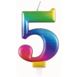 Regenbogen Kerze Zahl 5