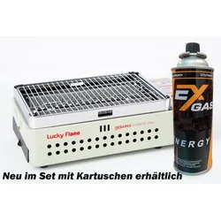 Lucky Flame LF-90 G Gasgrill mit MSF-1A Kartuschen (Auswahl Kartuschenanzahl) - ...