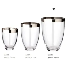 EDZARD Vase Charlotte, mundgeblasenes Kristallglas mit Platinrand, Höhe 24 cm, Durchmesser 19 cm