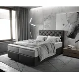 DeLife Boxspringbett Dream-Great 140x200 cm Mikrofaser Anthrazit Vintage mit TFK Matratze und Visco Topper,