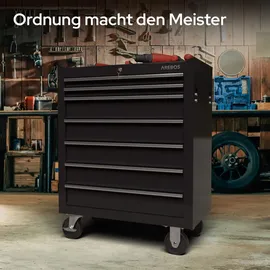 Arebos Werkzeugwagen Rollwagen Werkzeugkiste Toolbox 7 Fächer