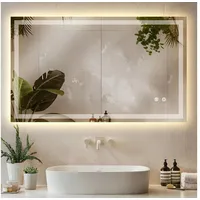 Tectake tectake® Rechteckiger LED Badezimmerspiegel, rahmenloses Design in 3