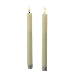LED Stabkerzen Tafelkerzen Dinner Spitzkerzen rustikal 24cm creme 2St