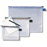 Rexel MeshBag Reissverschlusstasche (A5 , Schwer Entflammbar, Füllvermögen 8 mm) 1 Stück klar/schwarz