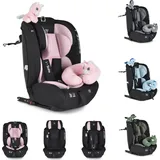 Moni Kindersitz i-Size i-Safe (76-150cm) Isofix, Top Tether, 13-fach verstellbar rosa