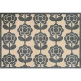 Wash+Dry FUßMATTE Pop Flowers Neutral, Beige, Textil, Blume, rechteckig, 60x85 cm Oeko-Tex® Standard 100, für Fußbodenheizung geeignet, pflegeleicht, Teppiche , Böden, Fuß , Stufenmatten, Fußmatten