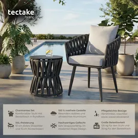 Tectake Lugano Gartenstuhl 62,5 x 62,5 x 75 cm grau