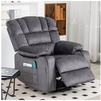Merax TV-Sessel mit Vibration und Wärme, Seitentaschen und Timer, Fernsehsessel, Massagesessel elektrisch mit Aufstehhilfe, Relaxsessel grau