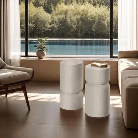 Tectake tectake® 2er Set Beistelltisch Amine, Chubby-Design, wetterfest, 28 x 54,5 cm