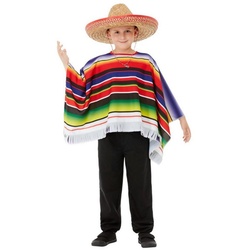 Smiffys Kostüm Mexikanischer Poncho Kostüm für Kinder, Knallbunter Überwurf für die Fiesta Mexicana bunt