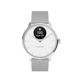Withings ScanWatch Light 37 mm perlweiß, Sport Fluorelastomer-Armband grau/silber