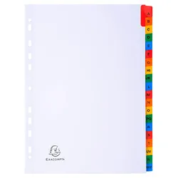 Exacompta 1111E 10x Register numerisch bedruckt, weißer Karton 160g/qm, 20 Taben, A-Z, DIN A4 - Weiß