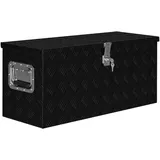 deluke DELUKE® Aluminiumbox mit Deckel - Abschließbar Alubox Deichselbox Alu Anhängerbox Werkzeugkiste Metall Transportbox Metallkiste, 80x30x35cm Schwarz,