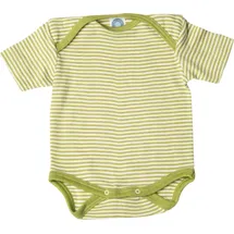 cosilana Cosilana, Baby Kurzarm-Body aus Bio Wolle, / Seide Geringelt Grün 62/68