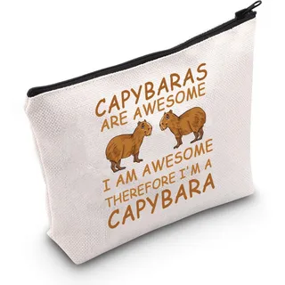 PLITI Capybara Make-up-Tasche für Capybara-Liebhaber, Motiv: Capybaras Are Awesome Therefore I'm a Capybara, lustiges Nagetier-Geschenk, Tolle Capybara Bagu, modisch