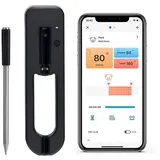 Athlix Grillthermometer Fleischthermometer Grill Thermometer Kabellos mit App, Bluetooth-Fleischthermometer, Zwei integrierte Sensoren schwarz