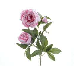Pfingstrose mit 2 Blüten und Knospe am Stiel Kunstblume Päonie H: 75cm rosa