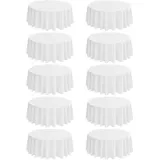 10er-Pack weiße runde Tischdecke 229cm, weiße Tischdecke aus Polyester für runden Tisch, hochwertige, waschbare Stoff-Tischdecke für Hochzeit, Bankett, Party, Restaurant, Empfang