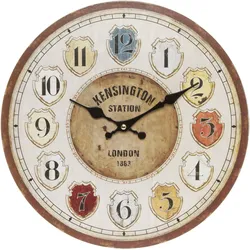 Wanduhr ""Wanja"", bunt (bunt, weiß), B:34cm H:4cm T:4cm, MYFLAIR MÖBEL & ACCESSOIRES, Wanduhren, weiß, rund, Ø 34 cm, dekorativ in Küche & Wohnzimmer