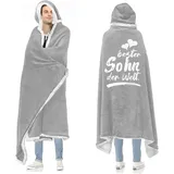 Anugsoe Sohn Geschenke von Mama Papa, Decke mit ärmeln Geschenke für Sohn zum Geburtstag Weihnachten, Kuscheldecke mit ärmeln Geburtstagsgeschenk für Meinen Sohn, 18. Geburtstag Junge