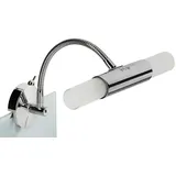 Trango Modern 2-flammig LED Spiegelleuchte 2162-028B *FLEXI* Spiegel Clip-Leuchte mit schwenkbar Flexarm in Chrom inkl. 2x G9 LED Leuchtmittel - 2x satiniertes Glas & ON/OFF Schalter – Spiegellampe