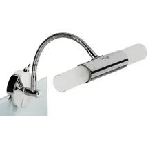 Trango Modern 2-flammig LED Spiegelleuchte 2162-028B *FLEXI* Spiegel Clip-Leuchte mit schwenkbar Flexarm in Chrom inkl. 2x G9 LED Leuchtmittel - 2x satiniertes Glas & ON/OFF Schalter – Spiegellampe