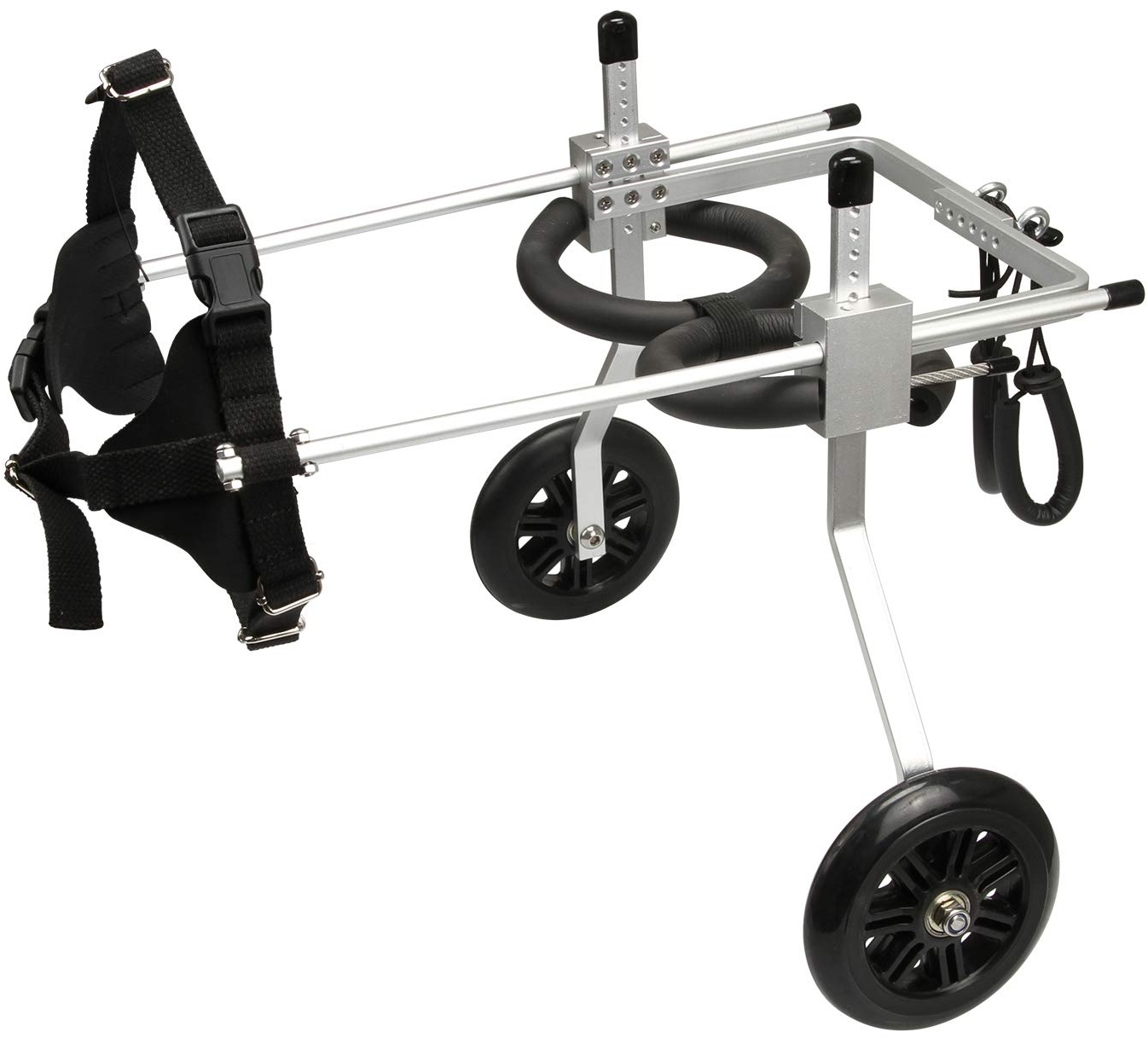 Anmas Box Verstellbarer Haustier-Rollstuhl mit 2 Rädern aus Edelstahl für kleine Hunde, ideal für die Rehabilitation der Hinterbeine, Unterstützung für ältere und behinderte Hunde, langlebige