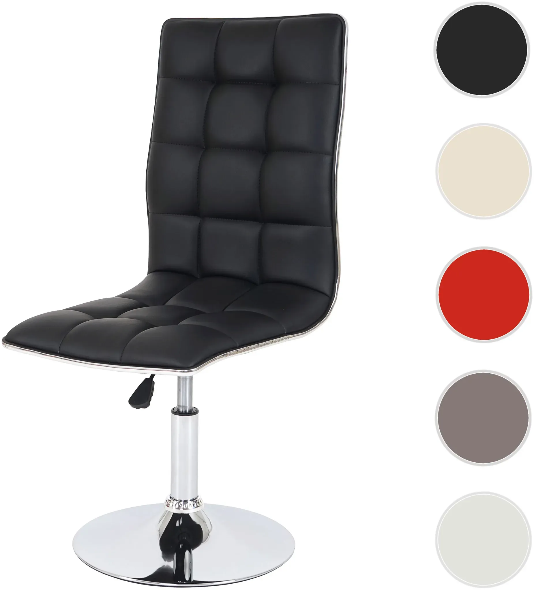 Esszimmerstuhl HWC-C41, Stuhl Küchenstuhl, höhenverstellbar drehbar, Kunstleder ~ schwarz