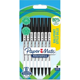 Paper Mate Kilometrico Kugelschreiber mittlere Spitze (1,0 mm) schwarz 8 Stück