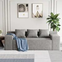 PurrJoys Sofa 3 Sitzer, Lounge Sofa, Ecksofa, Leinenstoff Modernes Sofa mit 3 Kissen & Kratzfest für Katzen, Sofa Couch für Wohnzimmer, Schlafzimmer, Heimkino, Gästezimmer, Keine Montage Erforderlich