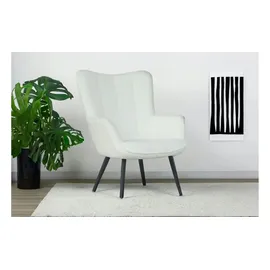 byLIVING Sessel UTA Bouclé 72 x 97 x 80 cm Off-White mit Hocker