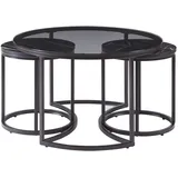 [en.casa] Couchtisch 2er Set Kokkola Rauchglas/Marmoroptik, schwarz [en.casa]