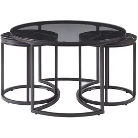 [en.casa] Couchtisch 2er Set Kokkola Rauchglas/Marmoroptik, schwarz [en.casa]