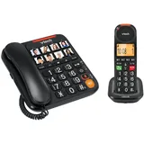 VTech CL6550 Schnurgebundenes Telefon + Schnurloses DECT-Telefon, mit großen Tasten, Anrufblock, Mobilteil und Basis mit Lautsprecher, großen Tasten und großem Display, Kompositionstasten mit Foto