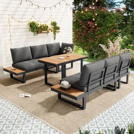 stilvora Gartenlounge-Set 4-tlg. Grau/Schwarz