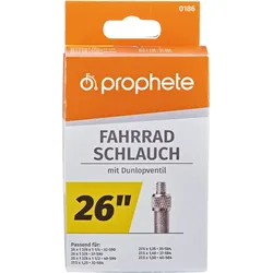 Fahrradschlauch PROPHETE "Fahrradschlauch", schwarz (farbe}), Fahrradschläuche, 48mm, Dunlopventil (DV), 26 Zoll (66,04cm)