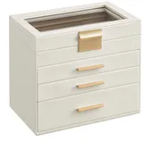 Songmics Schmuckkästchen 4 Ebenen, mit Glasdeckel,