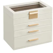 Songmics Schmuckkästchen 4 Ebenen, mit Glasdeckel,