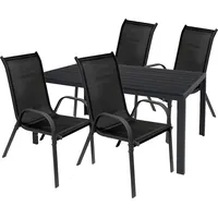 Mojawo Gartengarnitur Sitzgarnitur Outdoormöbel 5-teilig 125x70cm Anthrazit/Schwarz