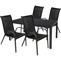 Mojawo Gartengarnitur Sitzgarnitur Outdoormöbel 5-teilig 125x70cm Anthrazit/Schwarz